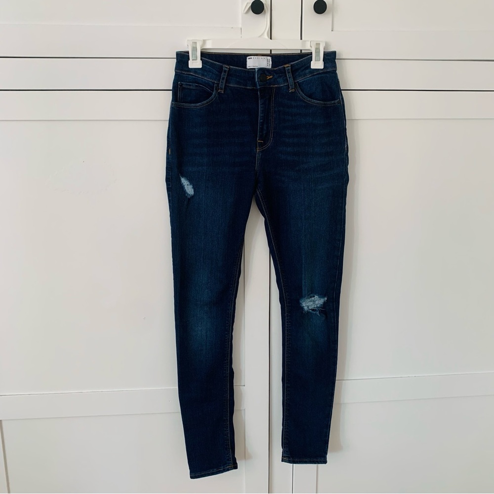 ASOS Design High Waist Distressed Skinny Jeans